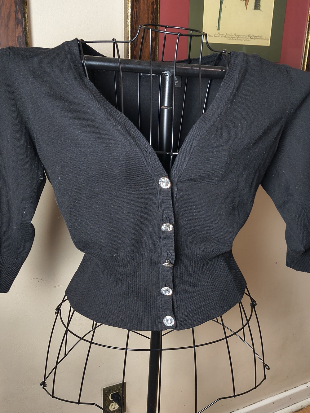 Vintage Y2K black cropped half sleeve cardigan